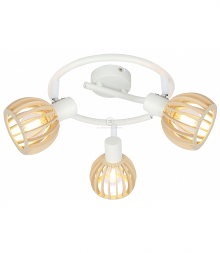 ATARRI LAMPA SUFITOWA SPIRALA 3X25W E14 BIAŁY+DREWNO Candellux 98-68125