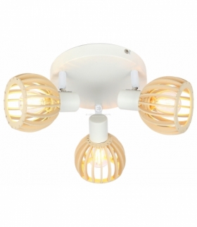 ATARRI LAMPA SUFITOWA PLAFON 3X25W E14 BIAŁY+DREWNO Candellux 98-68118
