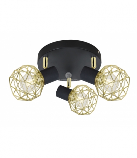 ACROBAT LAMPA SUFITOWA PLAFON 3X40W E14 CZARNY KLOSZ ZŁOTY Candellux 98-66466