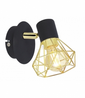 VERVE LAMPA KINKIET 1X40W E14 CZARNY ABAŻUR ZŁOTY Candellux 91-62598