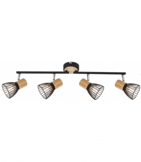 ANTICA LAMPA SUFITOWA LISTWA 4 X MAX 25W E14 CZARNY + DREWNO Candellux 94-61201