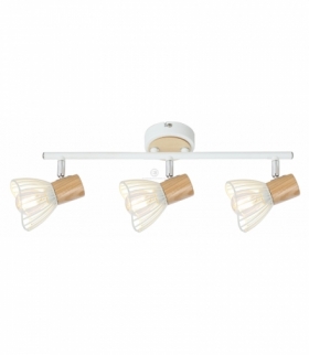 CHILE LAMPA SUFITOWA LISTWA 3XMAX25W E14 BIAŁY + DREWNO Candellux 93-61638