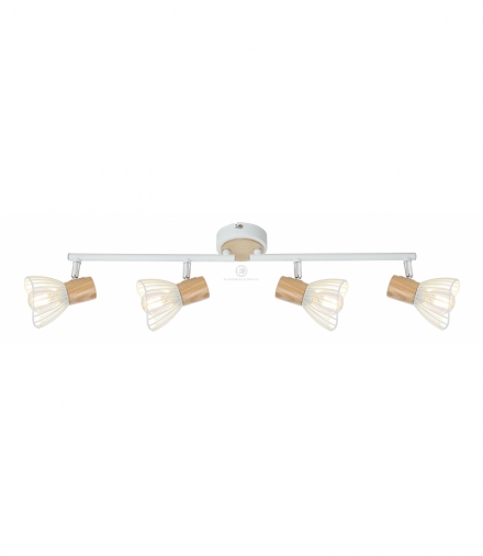 CHILE LAMPA SUFITOWA LISTWA 4XMAX25W E14 BIAŁY + DREWNO Candellux 94-61645