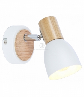 ANABEL 2 LAMPA KINKIET 1XMAX25W E14 BIAŁY + DREWNO Candellux 91-61669