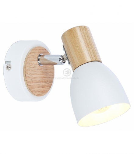 ANABEL 2 LAMPA KINKIET 1XMAX25W E14 BIAŁY + DREWNO Candellux 91-61669
