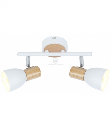 ANABEL 2 LAMPA SUFITOWA LISTWA 2XMAX25W E14 BIAŁY + DREWNO Candellux 92-61676