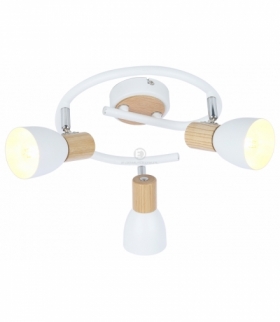 ANABEL 2 LAMPA SUFITOWA SPIRALA 3XMAX25W E14 BIAŁY + DREWNO Candellux 98-61690