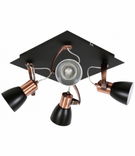 MARKUS LAMPA SUFITOWA PLAFON 4X50W GU10 CZARNY+MIEDZIANY BEZ ŻARÓWKI Candellux 98-35639-M