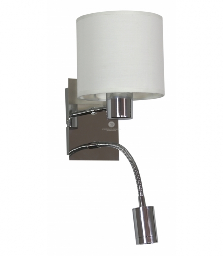 SYLWANA LAMPA KINKIET 1X40W E14 + LED Z WYŁĄCZNIKIEM CHROM / BIAŁY Candellux 21-28648