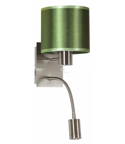 SYLWANA LAMPA KINKIET 1X40W E14 + LED Z WYŁĄCZNIKIEM CHROM / ZIELONY CIEMNY Candellux 21-29294
