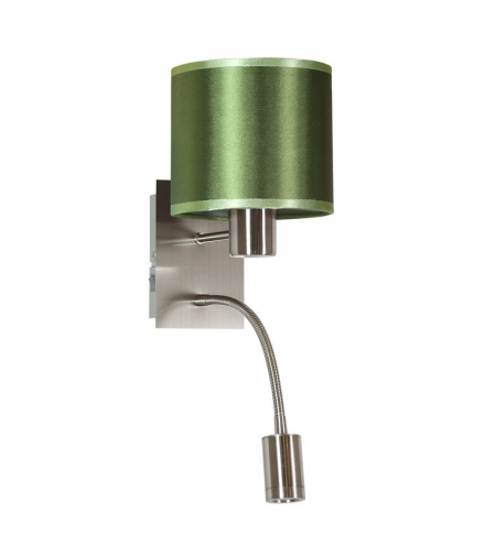 SYLWANA LAMPA KINKIET 1X40W E14 + LED Z WYŁĄCZNIKIEM SATYNA NIKIEL / ZIELONY CIEMNY Candellux 21-29447