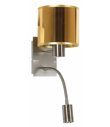 SYLWANA LAMPA KINKIET 1X40W E14 + LED Z WYŁĄCZNIKIEM SATYNA NIKIEL / ZŁOTY Candellux 21-29454