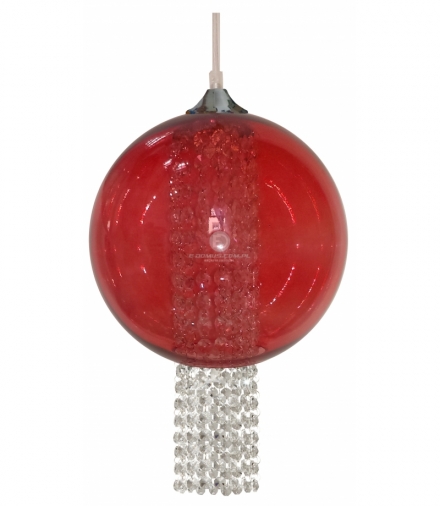 ALLANI LAMPA WISZĄCA 25 1X60W E27 CZERWONY Z KRYSZTAŁKAMI Candellux 31-26699