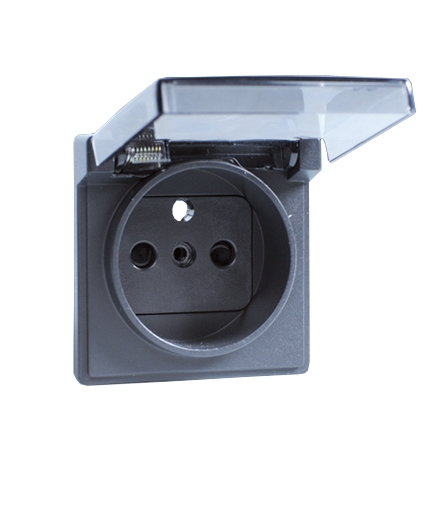Pokrywa do gniazda wtyczkowego z uziemieniem - do wersji IP44- klapka w kolorze transparentnym grafit 82068KD-38