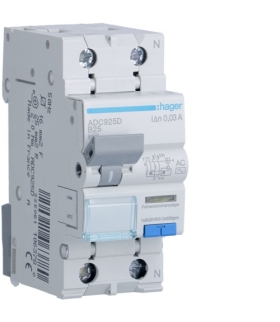 ADC925D RCBO Wyłącznik różnicowoprądowy z członem nadprądowym 1P+N 6kA B 25A/30mA Typ AC Hager