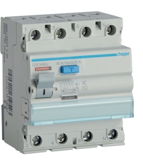 CDC440J RCCB Wyłącznik różnicowoprądowy 3P+N 40A 30mA 6kA AC Hager