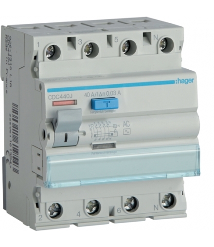 CDC440J RCCB Wyłącznik różnicowoprądowy 3P+N 40A 30mA 6kA AC Hager