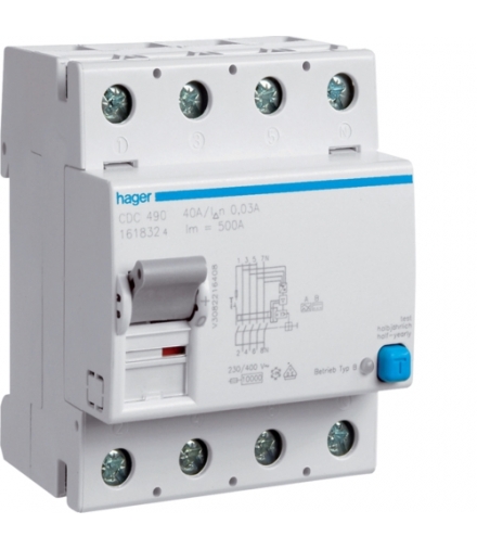 CDC490 RCCB Wyłącznik różnicowoprądowy 4P 125A/30mA Typ AC Hager