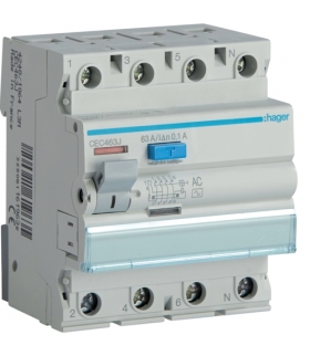 CEC463J RCCB Wyłącznik różnicowoprądowy 3P+N 63A 100mA 6kA AC Hager