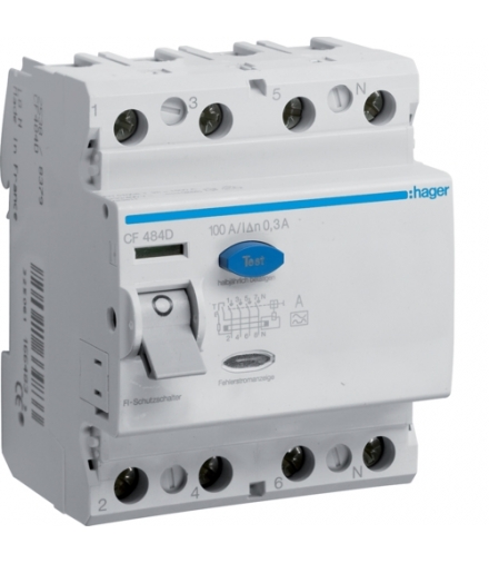 CF484D RCCB Wyłącznik różnicowoprądowy 4P 100A/300mA Typ A Hager
