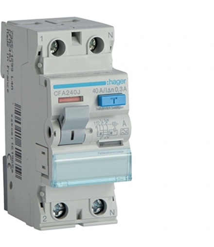 CFA240J RCCB Wyłącznik różnicowoprądowy 1P+N 40A 300mA 6kA A Hager
