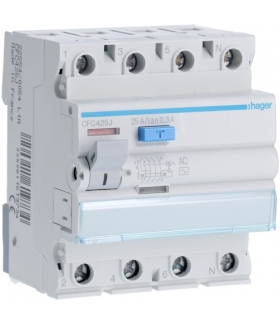 CFC425J RCCB Wyłącznik różnicowoprądowy 3P+N 25A 300mA 6kA AC Hager