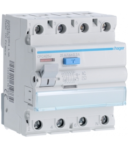 CFC425J RCCB Wyłącznik różnicowoprądowy 3P+N 25A 300mA 6kA AC Hager