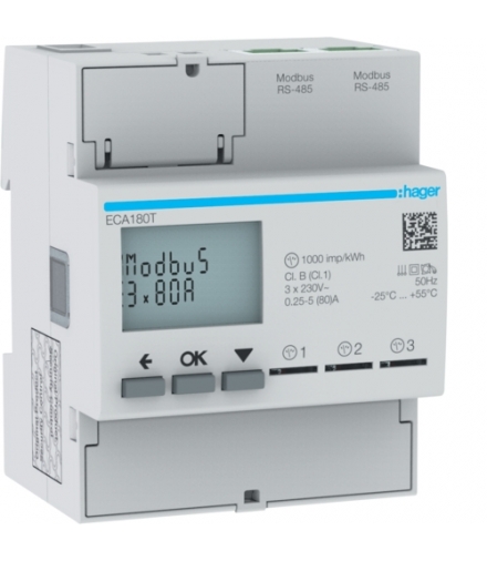 ECA180T Licznik energii elektrycznej 1-fazowy, 3x80A 4M, AGARDIO Hager