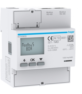 ECA380D Licznik energii elektrycznej 3-fazowy, 80A 4M, AGARDIO, MID Hager