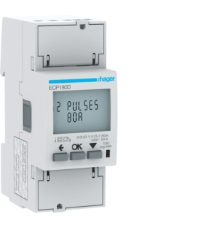 ECP180D Licznik energii elektrycznej 1-fazowy, 80A 2M, wyjście imp., MID Hager