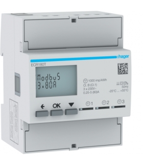 ECR180T Licznik energii elektrycznej 1-fazowy, 3x80A 4M, Modbus Hager