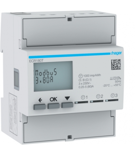 ECR180T Licznik energii elektrycznej 1-fazowy, 3x80A 4M, Modbus Hager