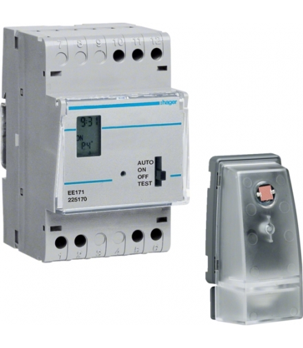 EE171 Wyłącznik zmierzchowy z zegarem cyfrowym tygodn. i czujnikiem EE003 230V 1P 16A Hager