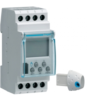 EG103D Zegar cyfrowy tygodniowy 56 kroków programowych synchronizacja DCF77 230V 1P 16A Hager