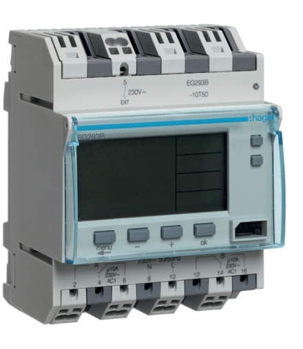 EG293B Zegar cyfrowy tygodniowy 300 kroków programowych 230V 2P 16A QuickConnect Hager