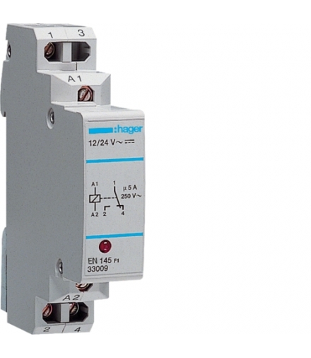 EN145 Przekaźnik komunikacyjny z diodą LED 12-24VAC/DC 1NO/NC 5A Hager