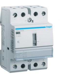 ERD240S Stycznik cichy z możliwością sterowania ręcznego 24VAC/DC 2NO 40A AC-7a/b Hager