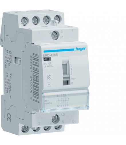 ERD418S Przekaźnik instalacyjny cichy 24V AC/DC 2NO+2NC 16A Hager