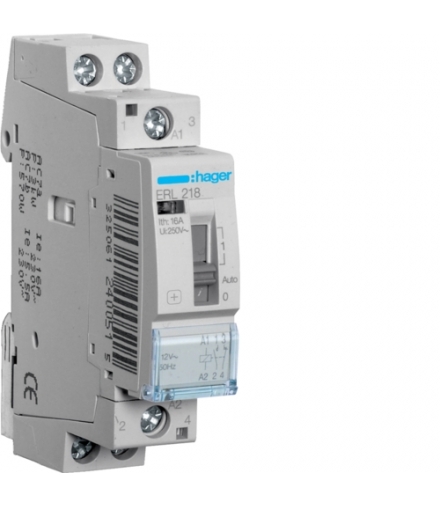 ERL218 Przekaźnik instalacyjny 12VAC 1NO+1NC 16A Hager