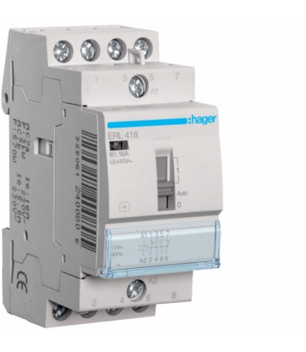 ERL418 Przekaźnik instalacyjny 12VAC 2NO+2NC 16A Hager