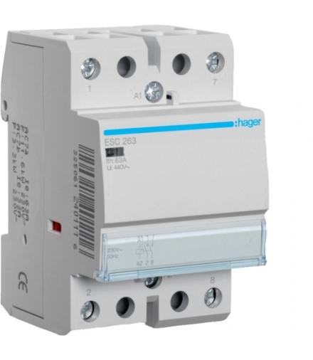 ESC263 Stycznik 230VAC 2NO 63A AC-7a/b Hager