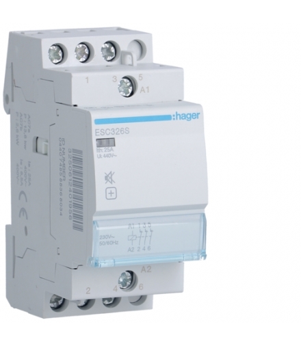 ESC326S Stycznik cichy 230VAC 3NC 25A AC-7a/b Hager