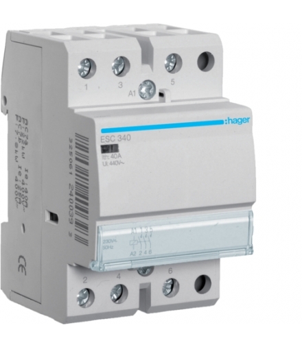 ESC340 Stycznik 230VAC 3NO 40A AC-7a/b Hager