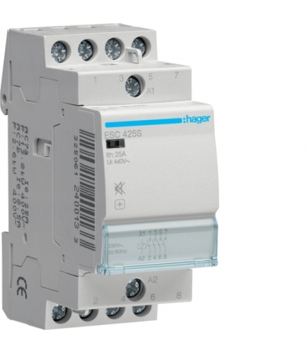 ESC425S Stycznik cichy 230VAC 4NO 25A AC-7a/b Hager
