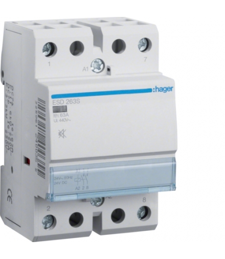 ESD263S Stycznik cichy 24VAC 2NO 63A AC-7a/b Hager
