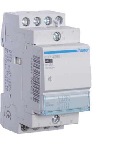 ESD428S Stycznik cichy 24VAC 3NO+1NC 25A AC-7a/b Hager