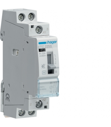 ETC225S Stycznik taryfowy Dzień/Noc cichy 230VAC 2NO 25A AC-7a/b Hager