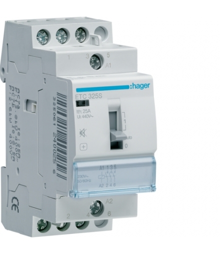 ETC325S Stycznik taryfowy Dzień/Noc cichy 230VAC 3NO 25A AC-7a/b Hager