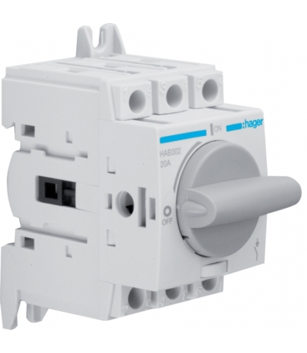 HAB302 Modułowy rozłącznik izolacyjny obrotowy 3P 20A, rozmiar 1 Hager
