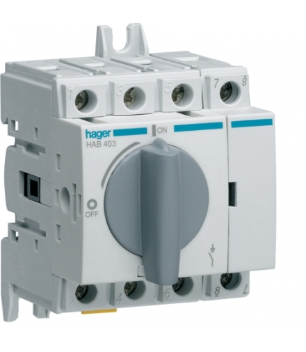 HAB403 Modułowy rozłącznik izolacyjny obrotowy 4P 32A, rozmiar 1 Hager
